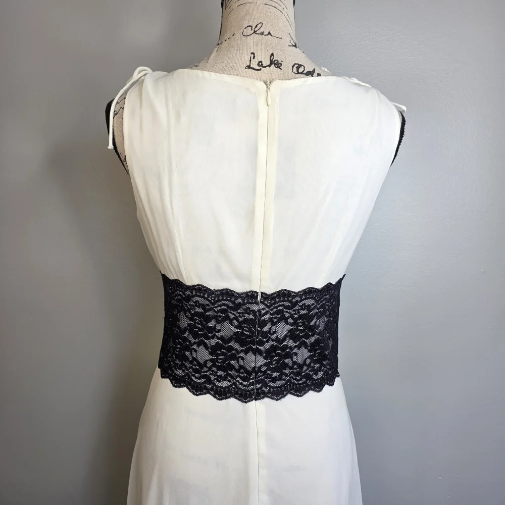 Y2k connected gith witchy white and black lace flowy midi dress sz 6 - Picture 4 of 7